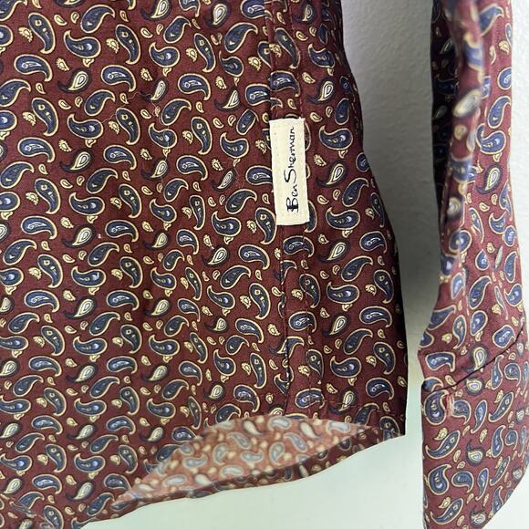 NWT Ben Sherman Men's' Paisley Button Down Shirt Sz M Stretch Fit - Picture 3 of 11